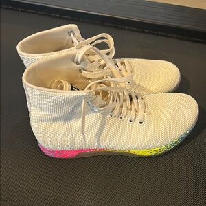 Cream High-Top Sneakers with Colorful Sole No Bull high tops
